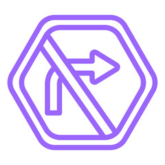 Vector Design No Right Turn Icon Style