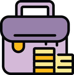 Briefcase market studies icon. Outline Briefcase market studies vector icon for web design isolated on white background color flat