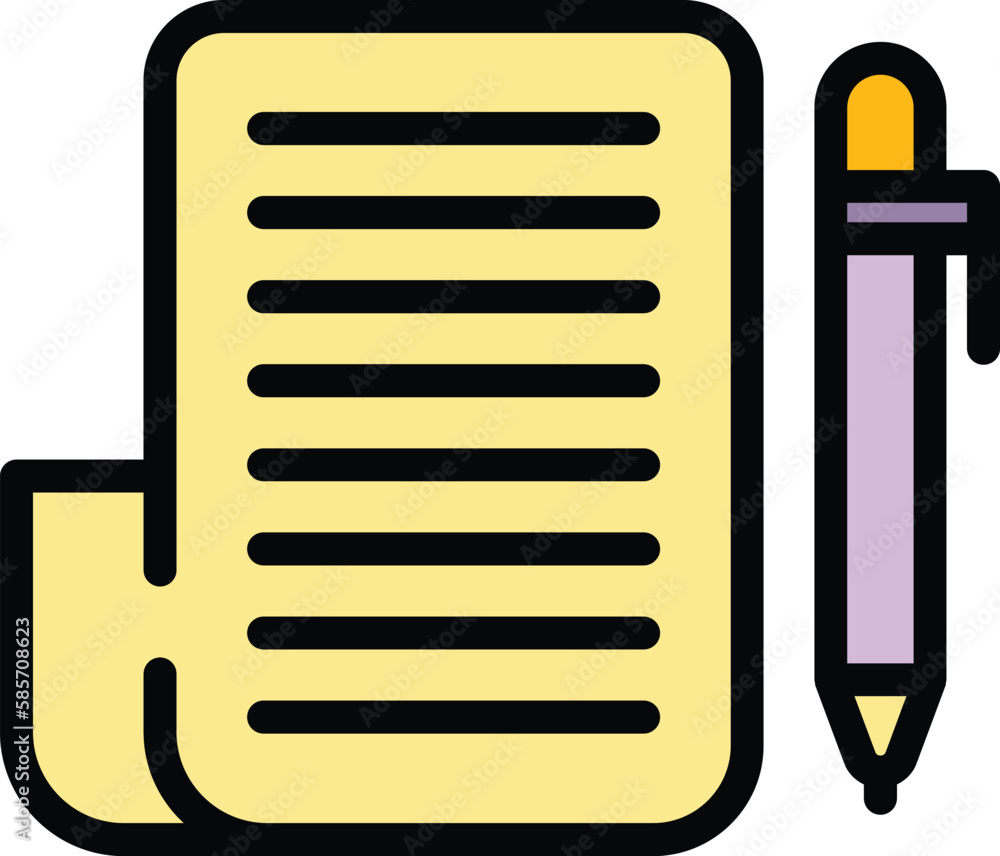 Poster notepad market studies icon. outline notepad market studies vector icon for web design isolated on w