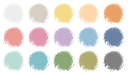 Set Fünfzehn Runde Pinselstriche Kratzer Retrofarben