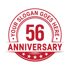 56 years anniversary logo design template. Vector illustration.	