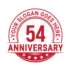 54 years anniversary logo design template. Vector illustration.	