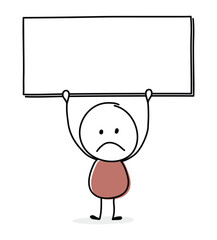 Concept of sad stickman with empty plate icon. Vector