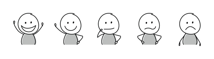 Caricature concept. Funny stickman. Vector.