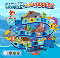 Snakes and ladders board game template © brgfx