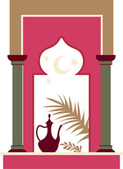 window icon with teapot Ramadan and Islamic Eid