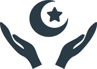 hand icon with moon and stars Ramadan and Islamic Eid