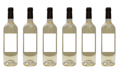 White wine bottle isolated over isolated cutout PNG white background