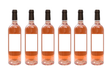 Rose wine with blank label isolated cutout PNG white background