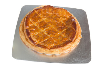 homemade epiphany Cake of the Kings galette des rois on white png isolated background