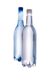 Two water bottles olastic recip Isolated on png white background