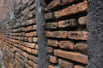 red brick wall, wide panorama of stone, Old red brick wall textures and backgrounds, old wall
