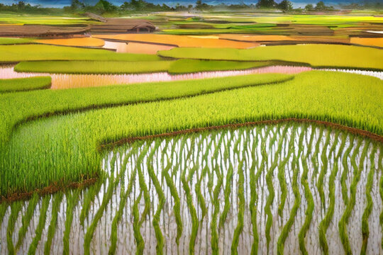 Valley of rice fields Generative Art