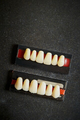 Palette for the color of teeth, color matching, choice of denture color and teeth whitening