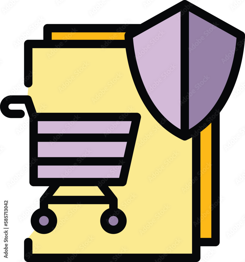 Poster safe shopping icon. outline safe shopping vector icon for web design isolated on white background co