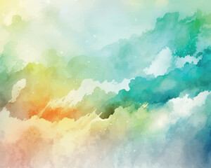 Fototapeta premium watercolor paint background design with colorful orange pink borders and bright center, watercolor bleed and fringe with vibrant distressed grunge texture