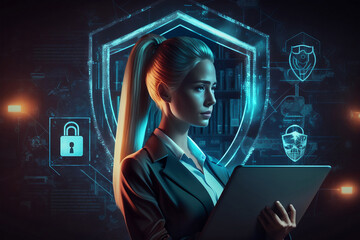 person typing on digital tablet, Generative AI