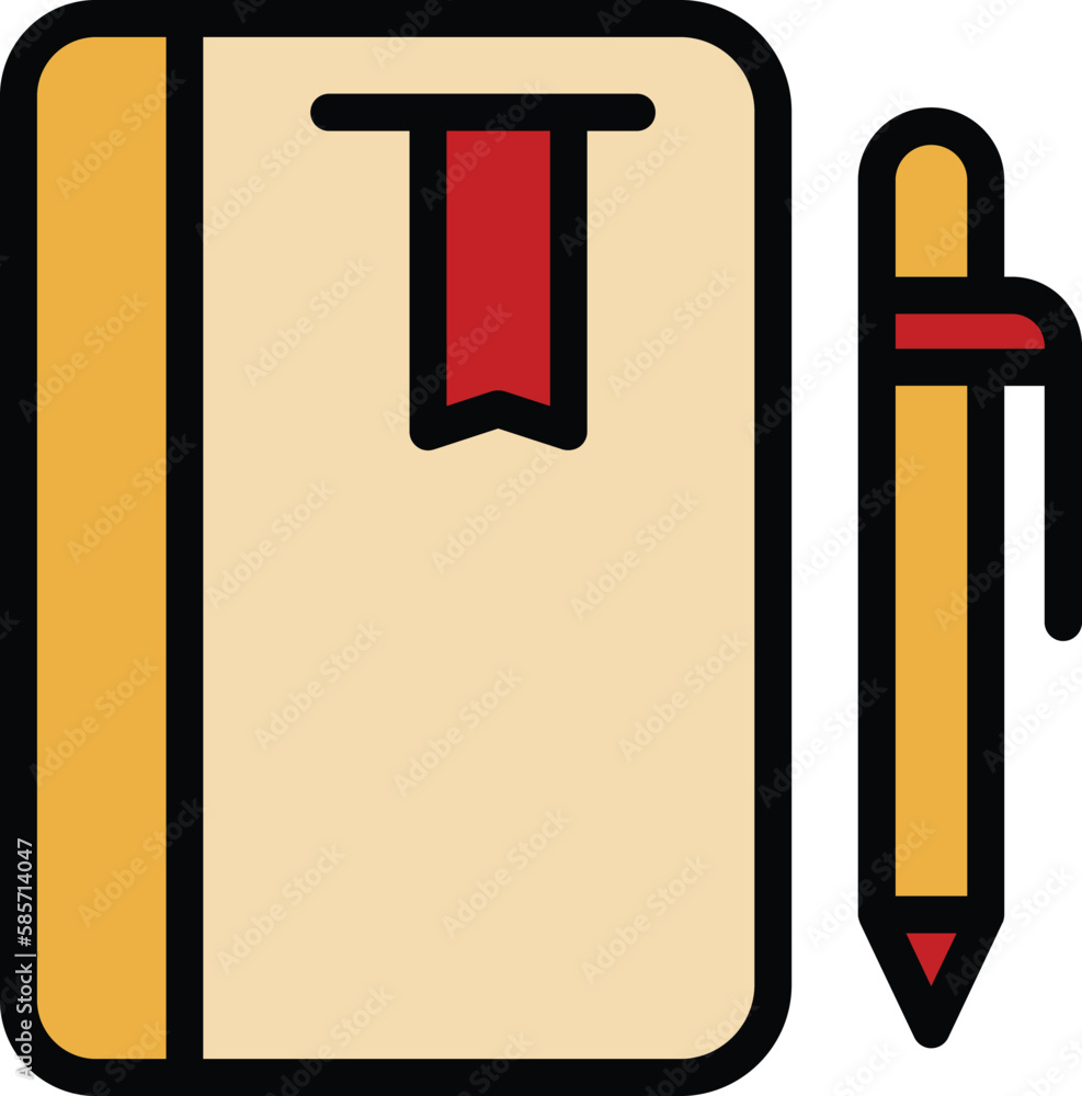 Poster notebook and pen icon. outline notebook and pen vector icon for web design isolated on white backgro
