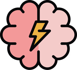 Creative brain icon. Outline Creative brain vector icon for web design isolated on white background color flat
