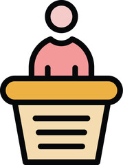 Education speaker icon. Outline Education speaker vector icon for web design isolated on white background color flat