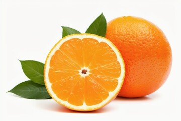 Obraz na płótnie Canvas Group of slices, whole of fresh orange fruits isolated on white background, Generative AI.