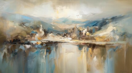 abstract oil painting landscape background, generative AI