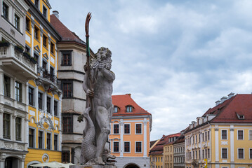 Neptune statue in the Lower Market Square in Goerlitz
