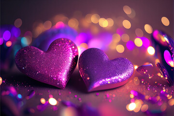 Obraz premium Bright sparkling glamorous background of purple and pink Generative AI