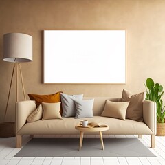 modern living room with canvas mockup