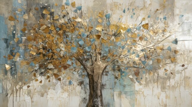 tree abstract oil painting, generative AI
