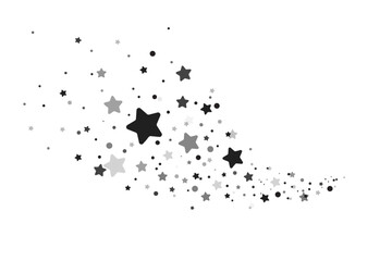 The stars are black on a white background. The black star shoots with an elegant star. Meteoroid, comet, asteroid, stars.