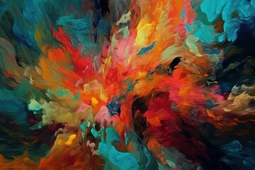 vibrant and abstract painting filled with color and movement. Generative AI