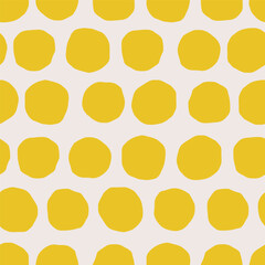 Vector seamless pattern with cutout circles. Hand drawn polka dot texture. Dotted background in retro style