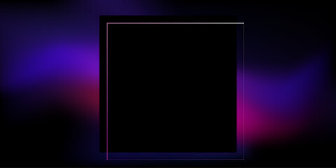 Black neon banner with square copy space