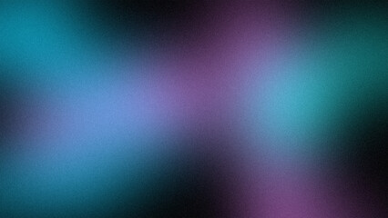 Abstract blue colors gradient wave on black background, blurry lights on dark noise texture, copy space