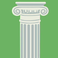 top of ionic column in flat style. capital front view in vector. 