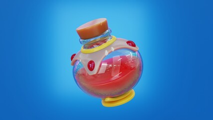 3d render magic jug with potion