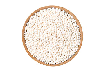 white sago pearls or sago balls isolated on white background.