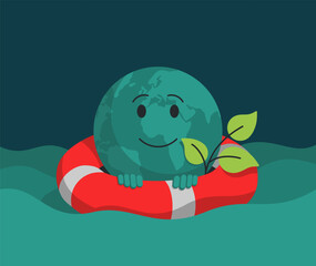 Save Earth - our planet floats on a lifeline