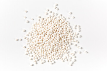 white sago pearls or sago balls isolated on white background.