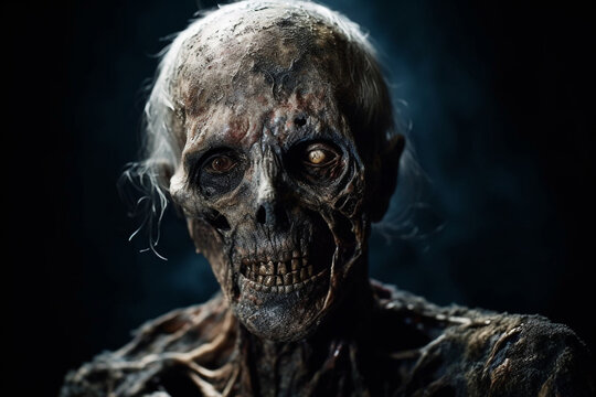 zombie or half rotten undead ghost, created by a neural network, Generative AI technology