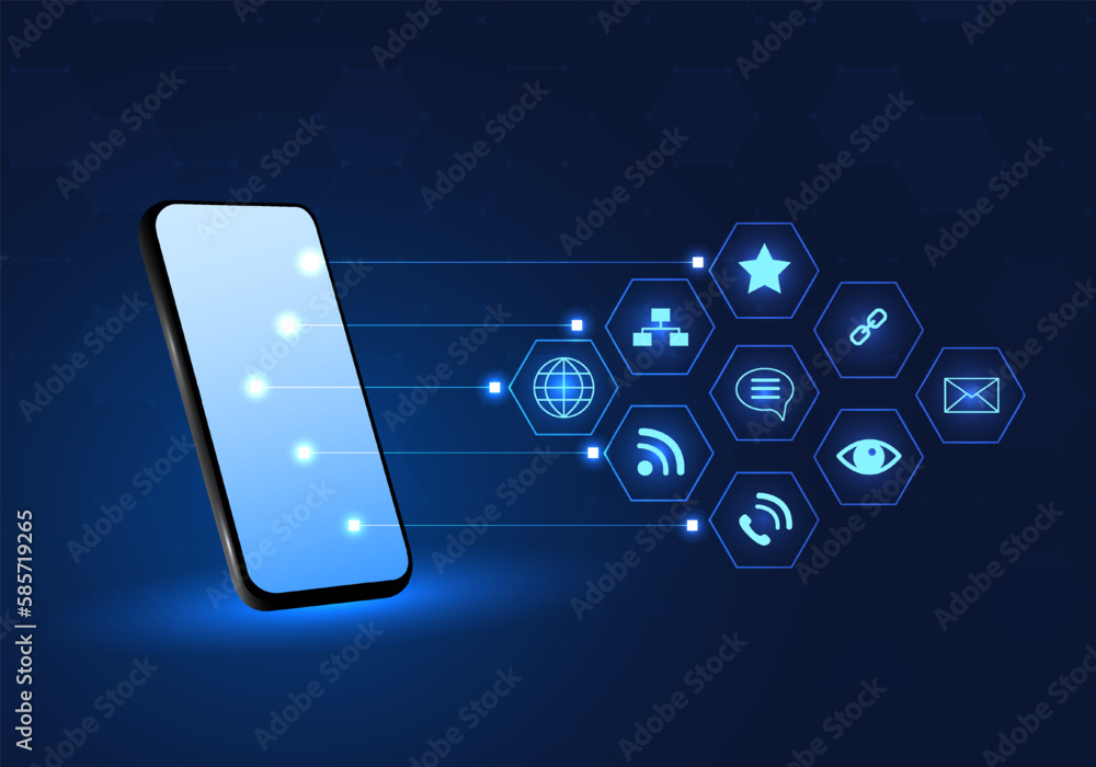 Poster smartphone technology that allows quick access to online smart technology, both information business