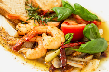 fried shrimp with vegetables