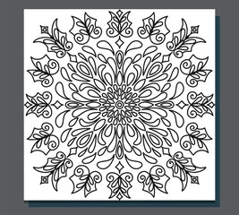 A design element. Mandala coloring book. Anti-stress coloring. Vector illustration drawn by hand with a blue line. Decorative round decoration for coloring books, greeting cards. Isolated pattern 
