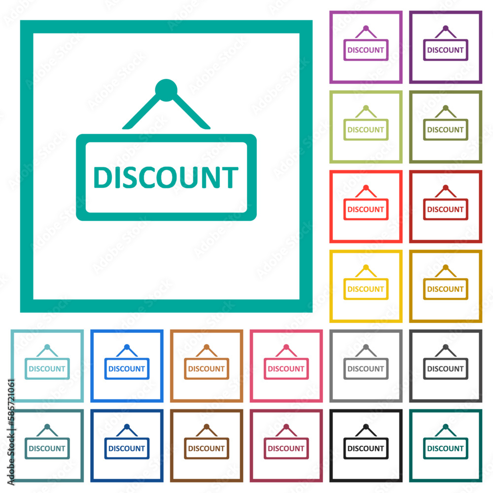 Poster hanging discount table flat color icons with quadrant frames