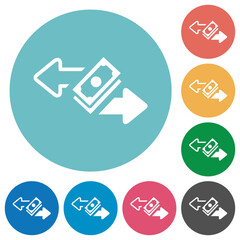 Money transactions flat round icons