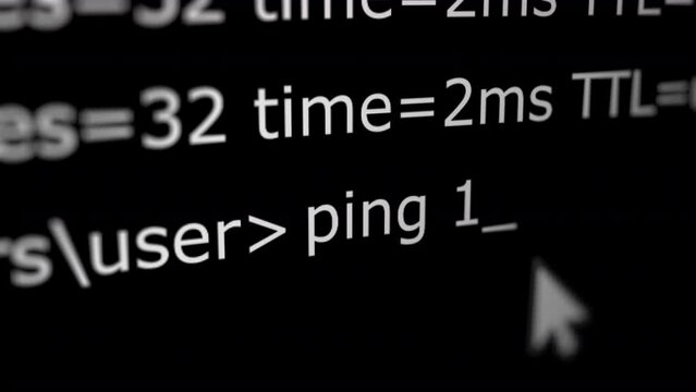 Animated Ping Networking Commands Line. All data on the Footage are Fictional, Created Especially for This Concept