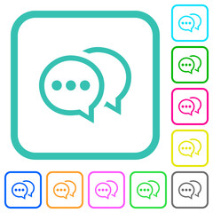 Two oval active chat bubbles outline vivid colored flat icons