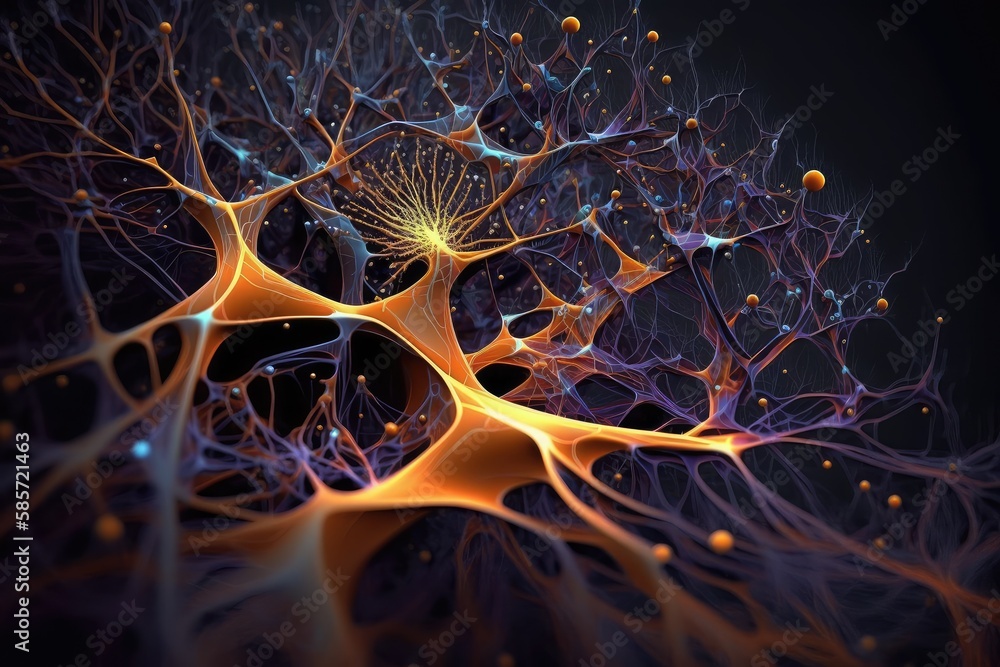 Poster neural network, with layer upon layer of connected neurons, forming complex and intricate system, created with generative ai