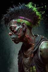 Zombie, hip hop style. Beautiful illustration picture. Generative AI